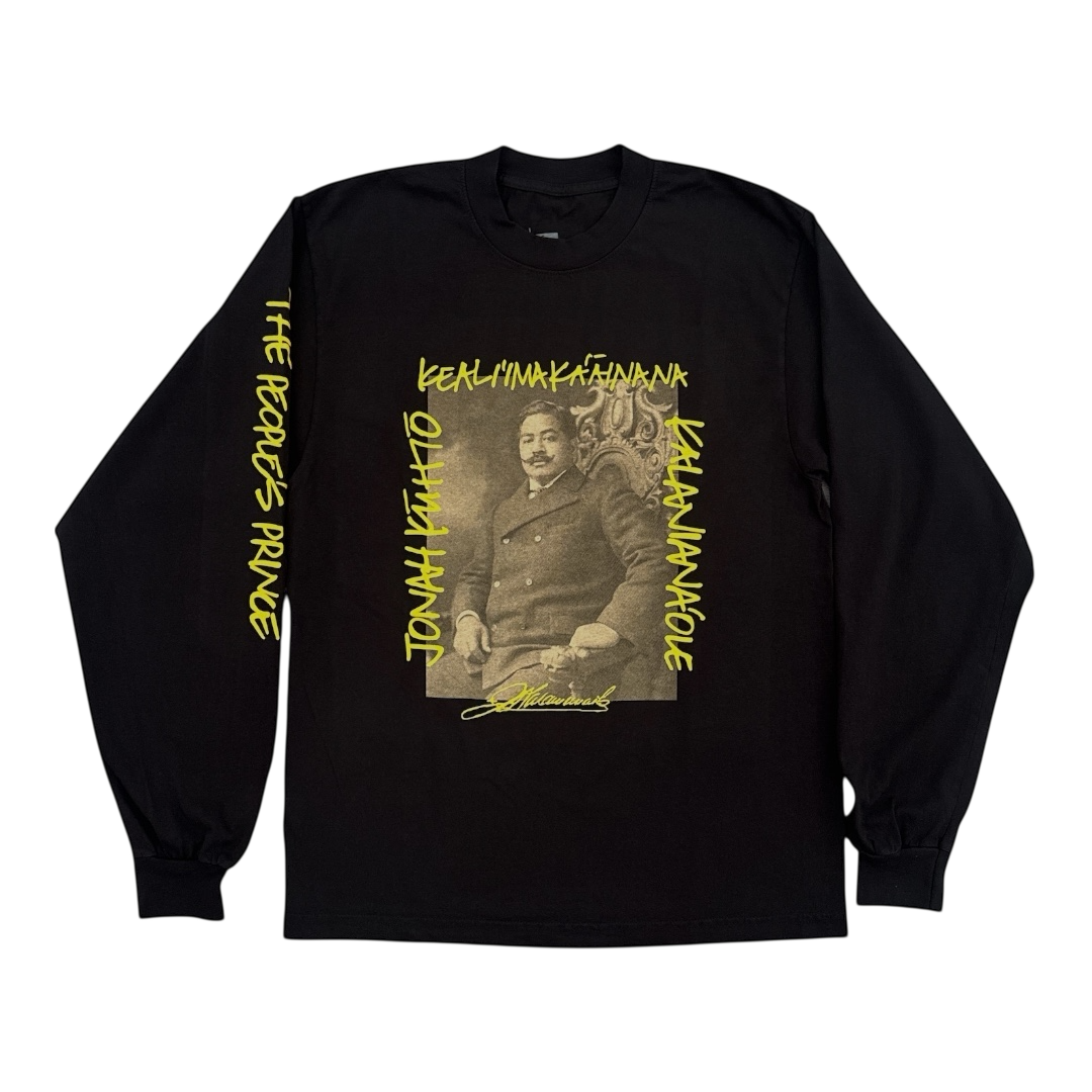 Prince Kūhiō Longsleeve Tee Shirt- Black