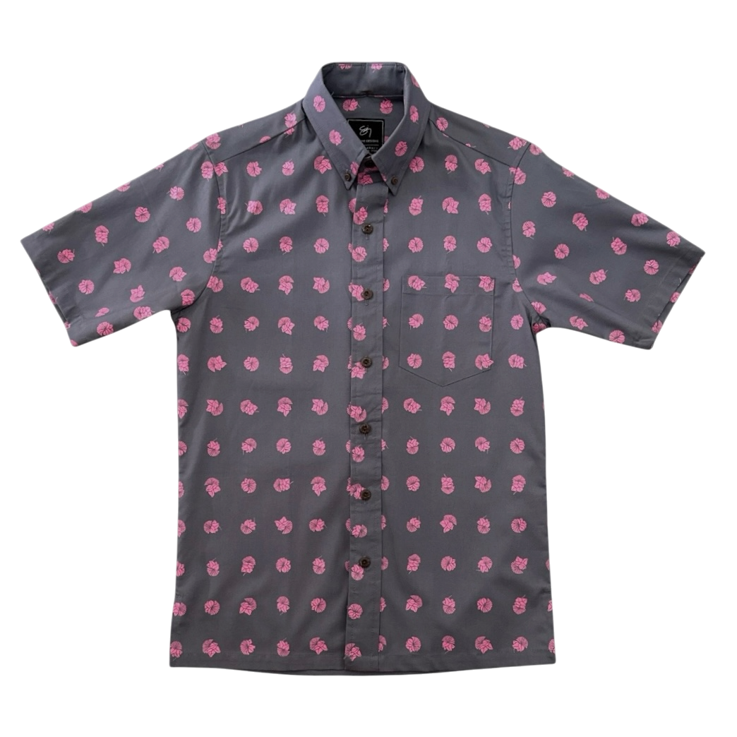 Nā Huihui Button Up Aloha Shirt- Coal