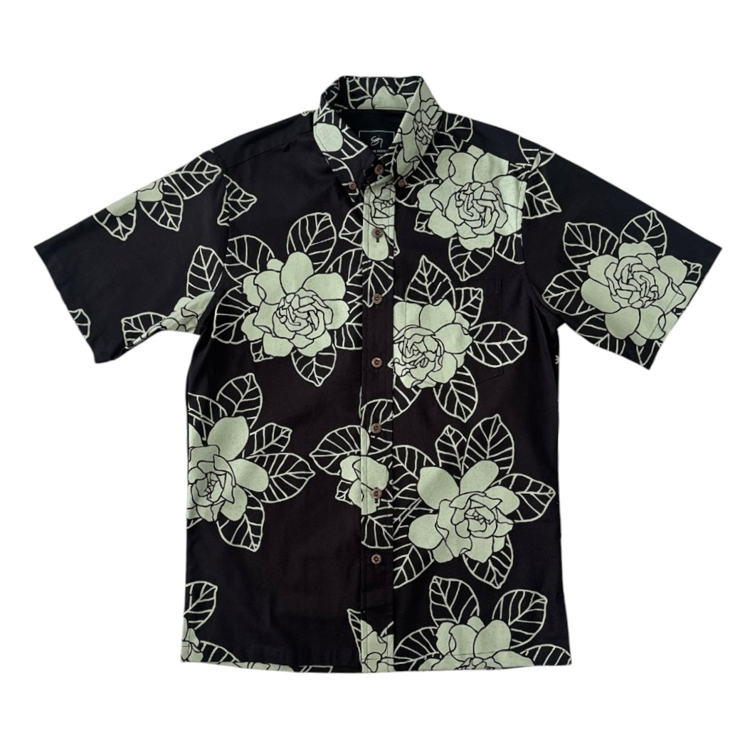 Keonaona Button Up Aloha Shirt- Black
