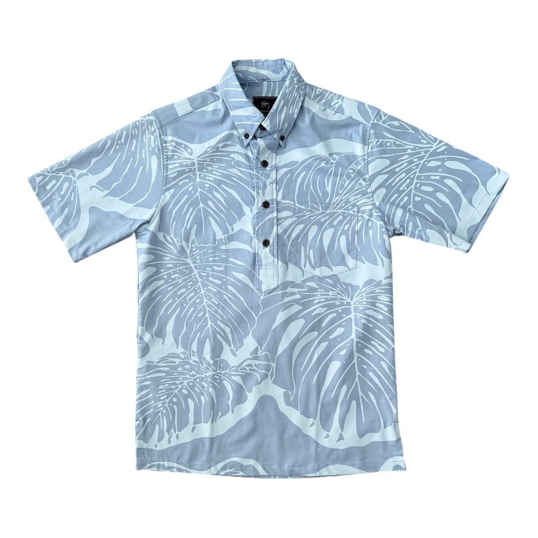 Monstera: Relief Pullover Aloha Shirt- Candy Blue