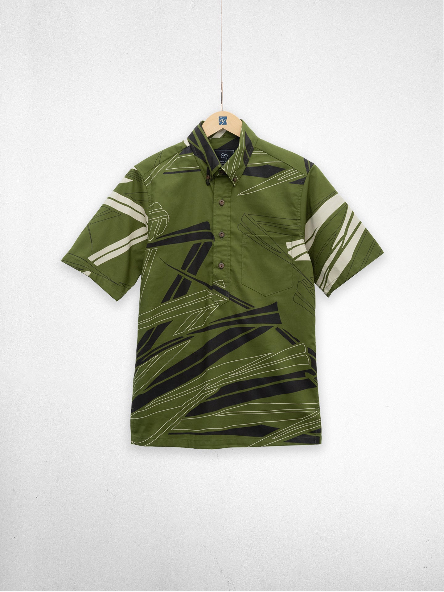 Pili Lāʻele Pullover Aloha Shirt- Avocado