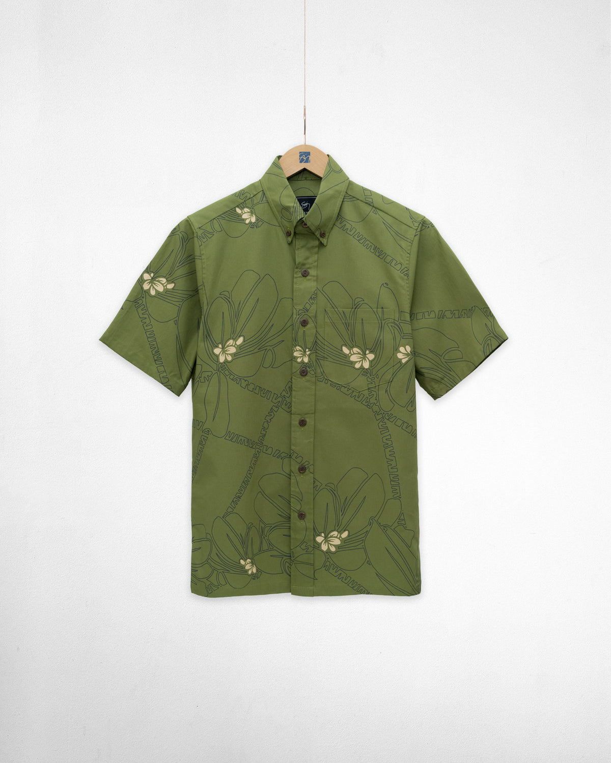 Pililāʻau Button Up Aloha Shirt- Ivy/Charcoal/Champagne