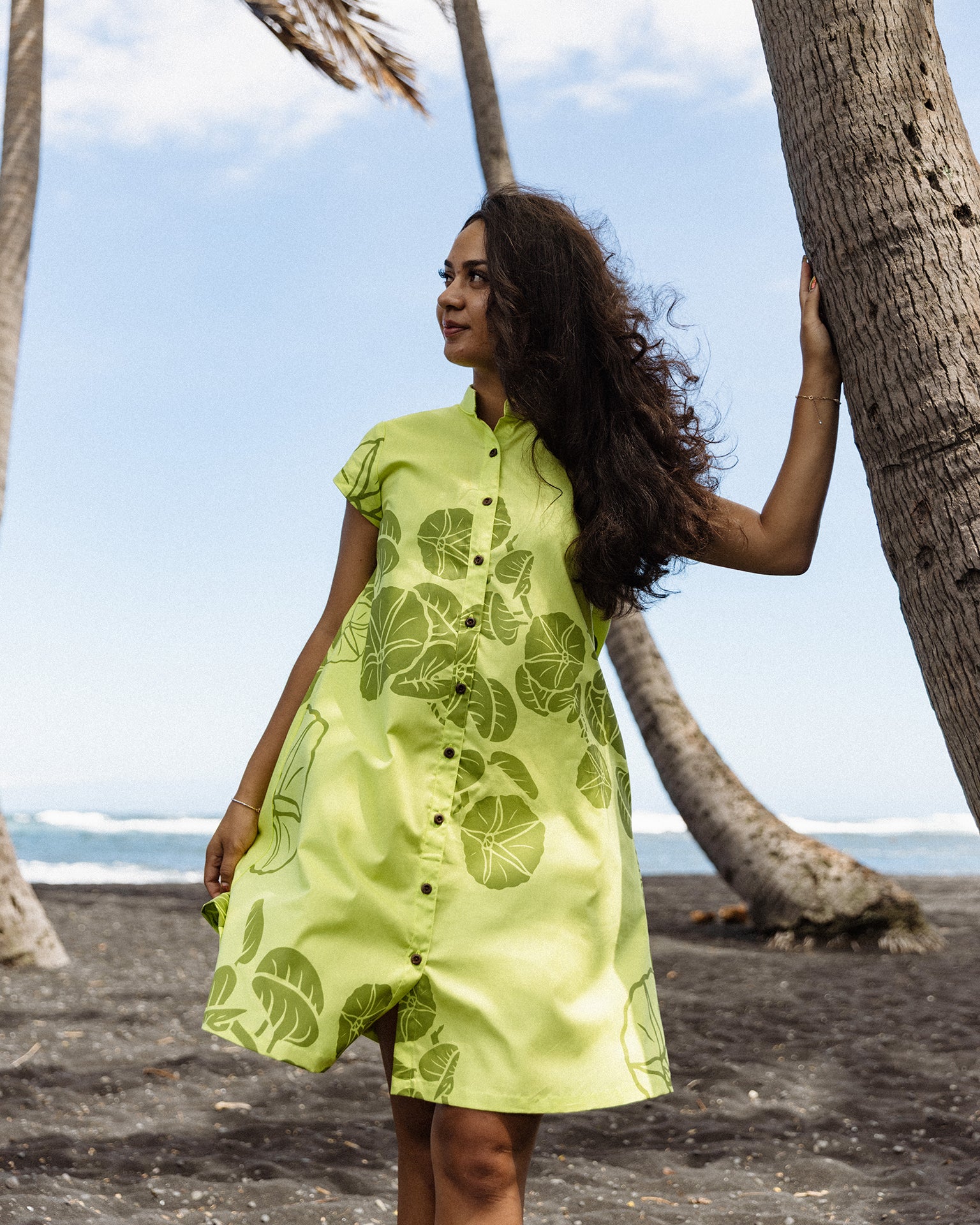 Sig Zane Designs シグ ゼーン ワンピース HAWAII フラ Pua Makalae Hua Dress- Cactus/Peridot – Sig Zane Designs