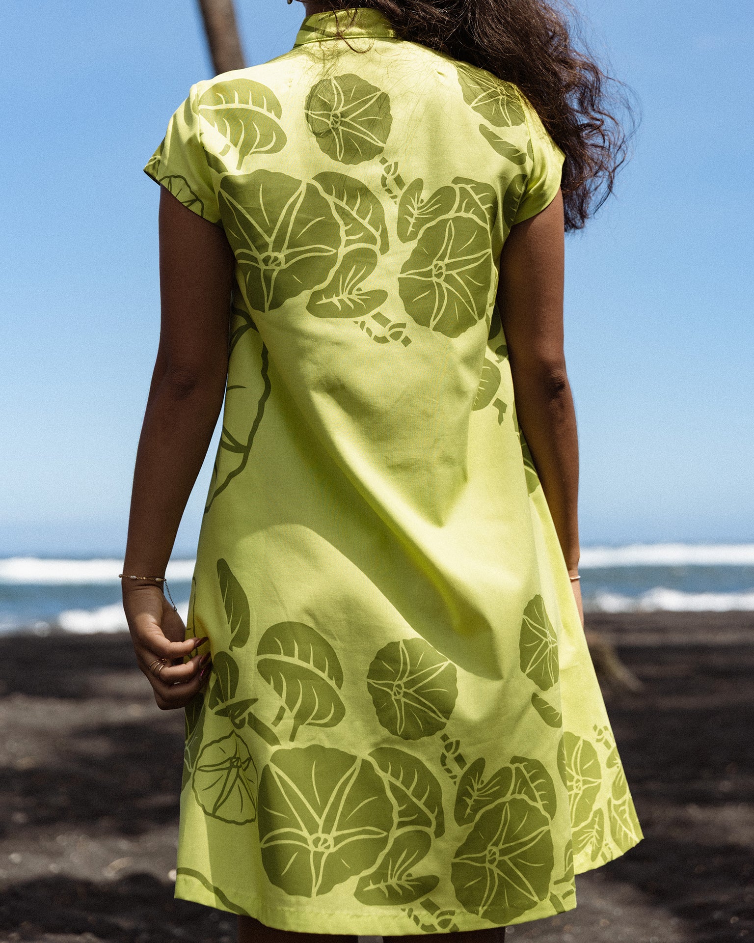 Pua Makalae Hua Dress- Cactus/Peridot – Sig Zane Designs