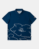 Waikahalulu Kou Club Polo Aloha Shirt- Navy