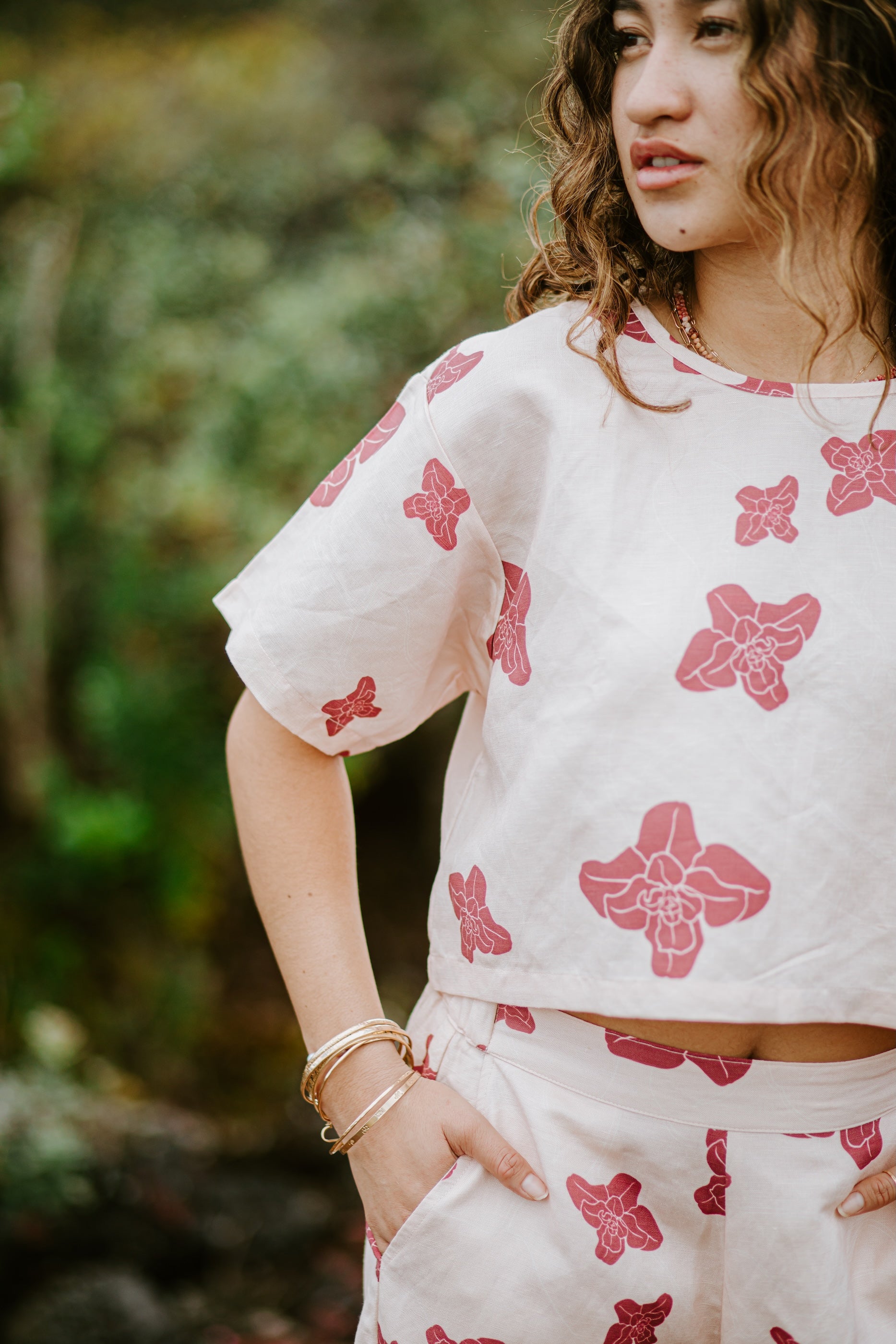 Sig Zane x Coconut Ave. Likoʻula Cabana Crop Top- Lotus