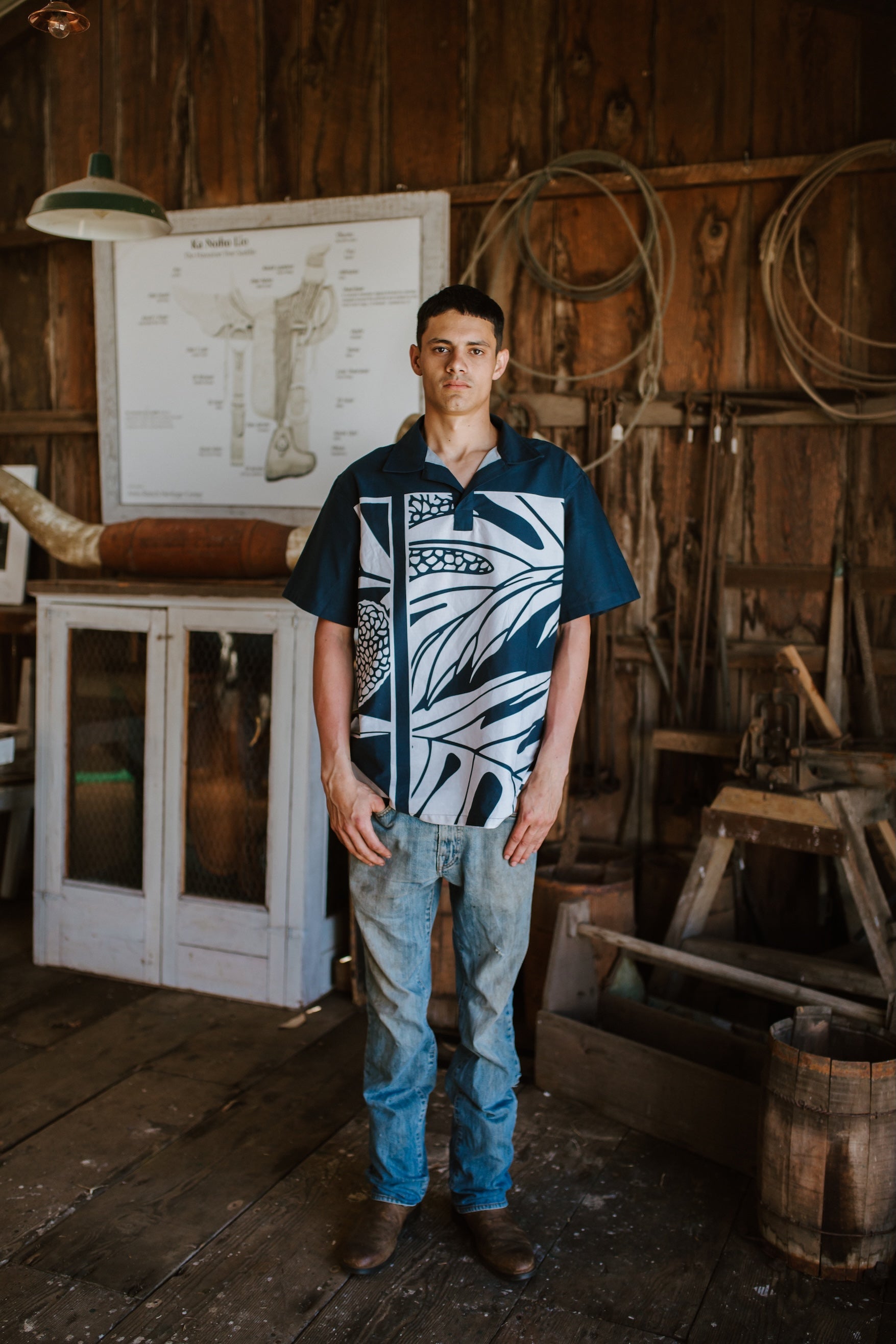 Ulupono Pareu Huliau Aloha Shirt- Navy