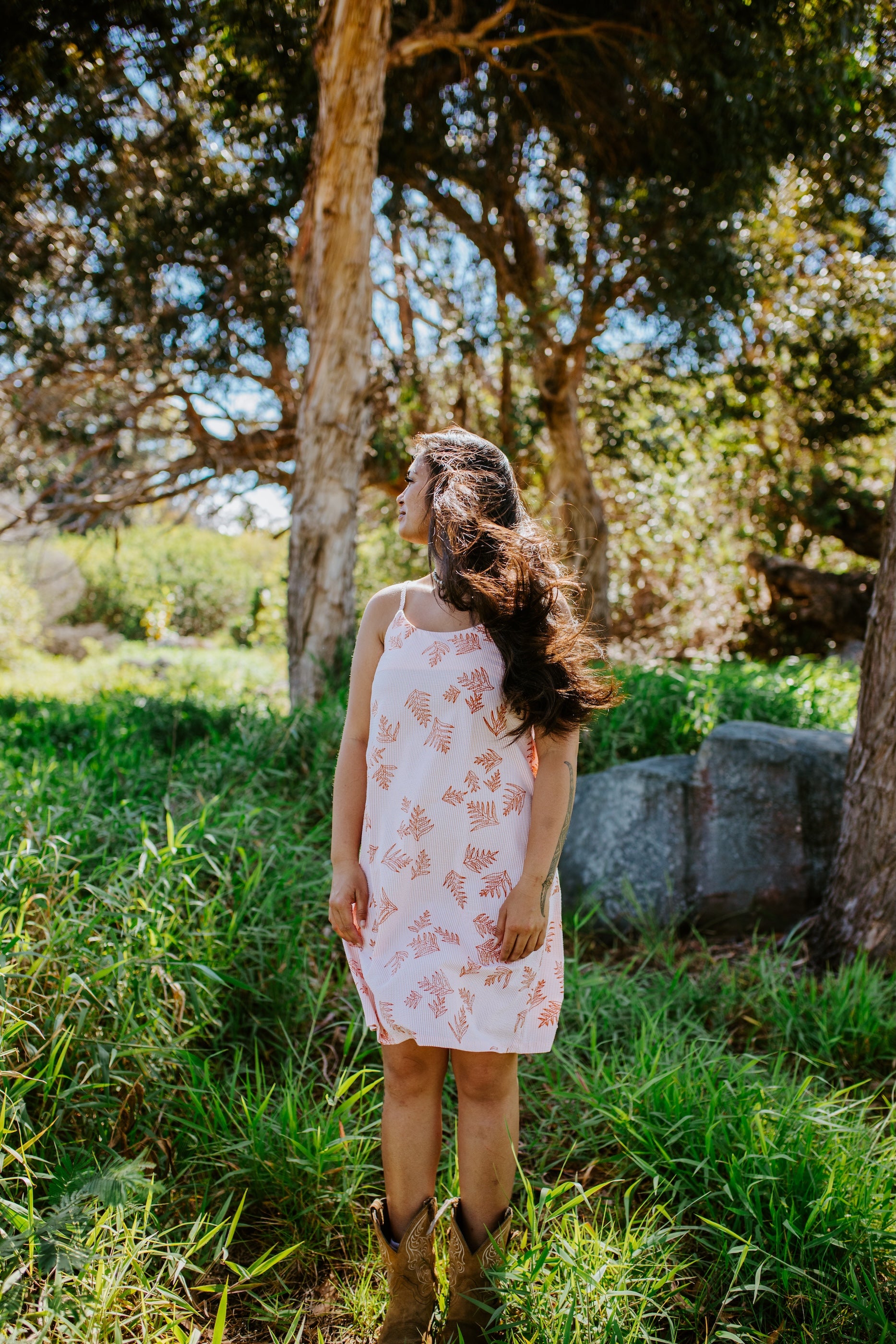 Kahanulauaʻe Pua Ka Hīnano Dress- Orange Seersucker