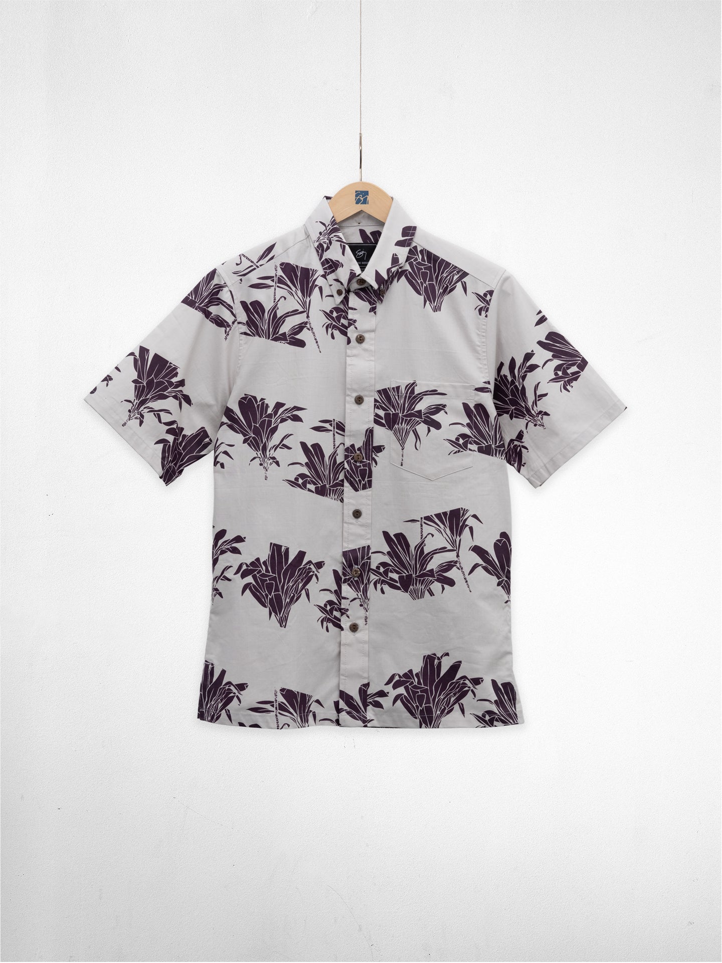 Waihīlau Button Up Aloha Shirt- Ash